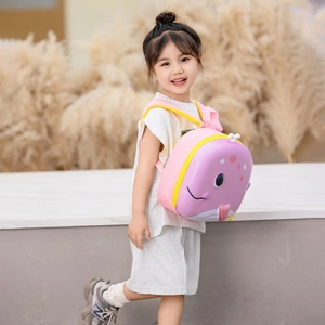 Cute pink and purple whale cartoon kids backpack with EVA hard shell for kindergarten
