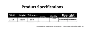 Size chart showing width 22cm and height 26cm dimensions for the children backpack