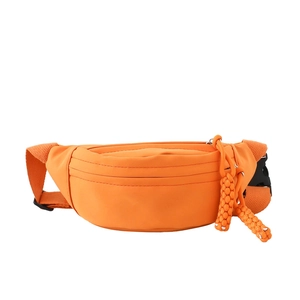 Kids orange canvas chest bag with adjustable strap and sporty design for boys