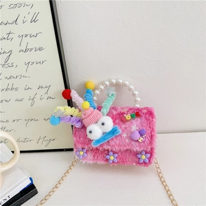 Sac Bandoulière En Peluche Pour Filles Décoration Clown Mignonne Sac À Main Pour Enfants Avec Poignée En Künstliche Perles Et Chaîne