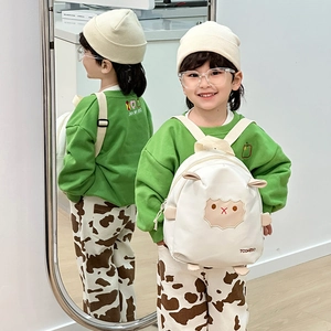 Cute white lamb backpack for toddlers with 3D sheep ears and large storage space