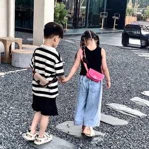 Mini semicircular kids crossbody bag in stylish PU leather for young girls and boys