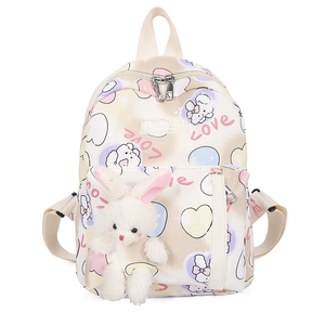 Zaino per bambini con coniglio e motivi di cani cartone animato con decorazione di peluche