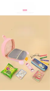 Detail view of pink 3D EVA eggshell backpack interior with mesh divider and storage