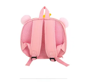 Breathable mesh back and padded shoulder straps of the cute pink cartoon bear backpack