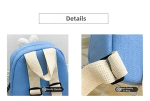Detail view of durable canvas strap handle and premium D-ring on kids backpack