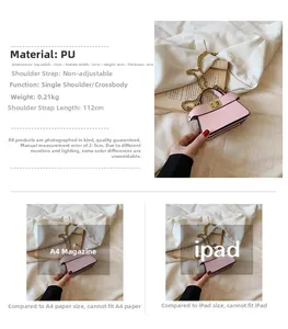 Mini borsa a trapezio rosa in pelle PU con trama litchi fine e dettagli catena metallica