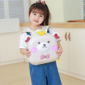 Cute 3D cartoon bear hard shell kids backpack with crown detail for kindergarten schoolgirls
