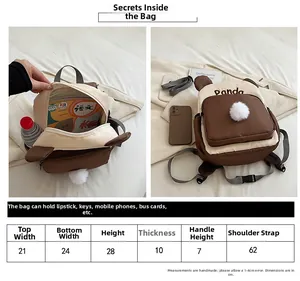 Detaillierte Größentabelle für den Panda-Kinderrucksack aus Canvas in Kontrastfarben
