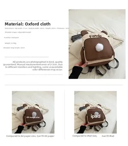 Detail von Panda-Leinwand-Rucksack mit verstellbaren Gurten und Kapazitätsvergleich