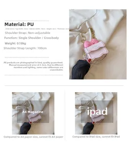 Comparaison de taille détaillée du mini sac à bandoulière rose avec nœud et chaîne