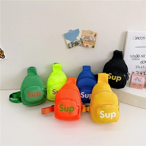 Kids Fashion Chest Bag Letter Print Adjustable Strap Lightweight Nylon Crossbody Shoulder Pack For Boys Girls Daily