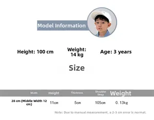 Detailed size chart for the kids knitted dinosaur crossbody bag with full dimensions