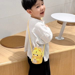 Sac bandoulière tigre mignon au crochet pour enfants avec bandoulière en tricot doux