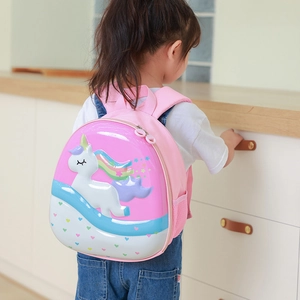 Rosa Einhorn-Hardshell-Rucksack mit 3D-Prägung für Kindergartenmädchen