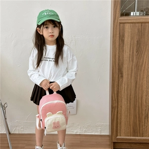 Sac à dos mignon lapin rose et beige pour petites filles à l'école maternelle