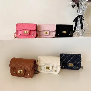 Mini Borsa A Tracolla Trapuntata Per Bambini Pelle PU Denim Catena Metallica Moda Ragazze Borsa A Spalla