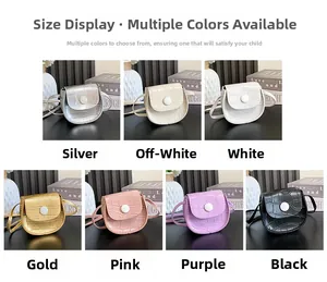 Mini crocodile pattern girls crossbody bags in seven colors with button closure
