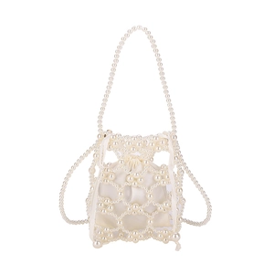 Sac à main en perles tissées pour filles avec pochette intérieure en satin et bandoulière