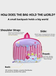 Detail of wide padded shoulder straps and ergonomic spine protection on kids backpack