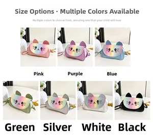 Colorful kids crossbody bag in seven colors with 3D cat ears and rainbow gradient design