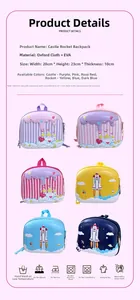 Detailed size chart and washing specs for Oxford fabric EVA hard shell kids backpacks