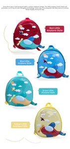 Detailed view of glossy hardshell kids backpacks in red blue green and yellow colors