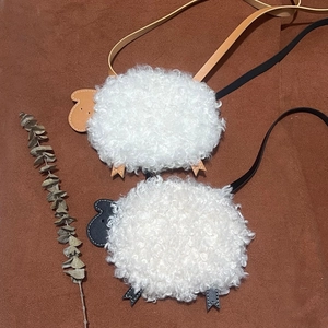 Sac À Bandoulière Mignon Forme De Mouton Dessin Animé Peluche Laine D'agneau Pour Petites Filles