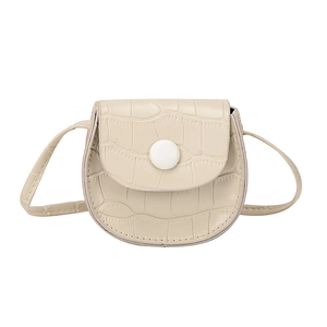 Cream white PU crocodile pattern mini crossbody saddle bag for toddler girls