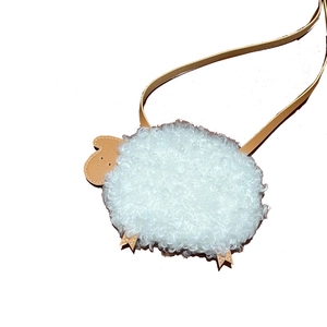 Sac bandoulière agneau en peluche pour enfants avec laine blanche et sangle brune