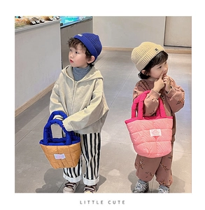 Sacs à bandoulière matelassés en nylon pour enfants avec bonnets en tricot d'hiver