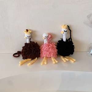 Kids Handmade Crochet Ostrich Shoulder Bag Knitted Cartoon Crossbody Phone Pouch Cute Animal Shape Toddler Gift