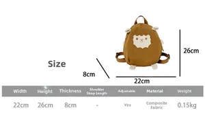 Größentabelle mit Maßen 22x26x8cm für den leichten Cartoon-Schaf-Rucksack für Kinder