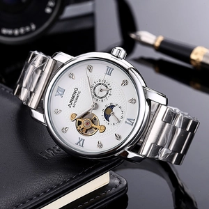 Orologio Meccanico Automatico Da Uomo Acciaio Inossidabile Impermeabile Fase Lunare Quadrante Scheletrato Orologio Lusso Affari