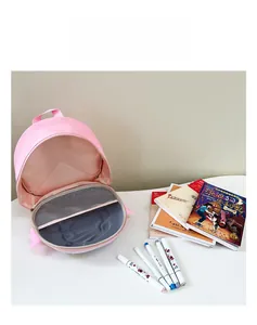 Pink cartoon mermaid backpack with large capacity inner mesh pocket and zip closure