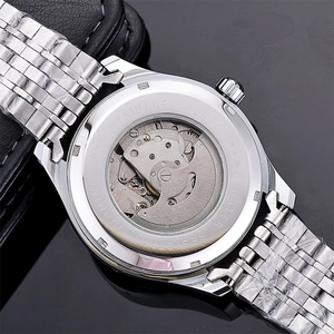 Exhibition of automatic mechanical movement through the transparent case back of the watch