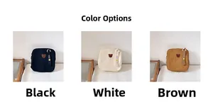 Comparaison détaillée des mini sacs à dos en toile noir, blanc et marron avec broderie ours
