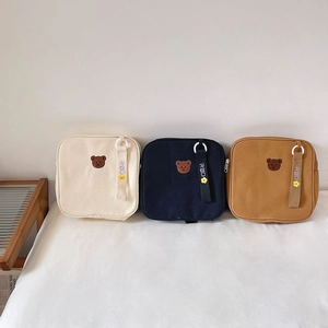 Mini Sac à Dos Enfant Toile Ours Brodé Sac D'école Maternelle Voyage Garçons Filles Style Japonais Coréen Mignon