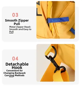 Detail view of smooth metal zipper with blue pull and detachable high-strength hooks