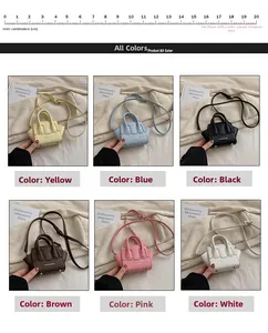 Mini borse a trapezio in pelle PU per bambine in sei colori con tracolla regolabile