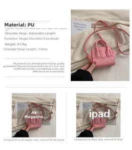 Tabella delle taglie con dimensioni e proporzioni della mini borsa in pelle PU rosa