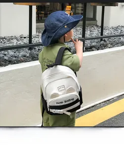 Close-up of lightweight toddler backpack with contrast trim and adjustable buckle straps