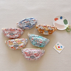 Kinder Umhängetasche Brusttasche Canvas Cartoon Tierdruck Verstellbarer Gurt Koreanische Mode Süß Für Kleinkinder
