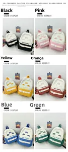 Detailed grid view showcasing six vibrant color options for kids canvas backpacks
