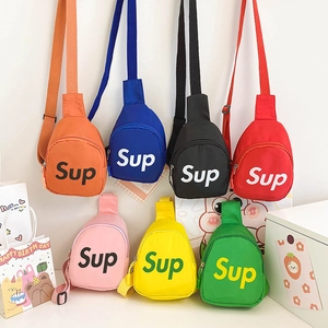 Kids Canvas Chest Bag Letter Print Adjustable Strap Casual Crossbody Sling Bag For Toddlers Girls Boys