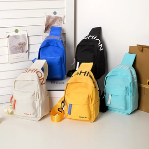 Kids Chest Bag Nylon Canvas Letter Print Fashion Crossbody Shoulder Bag For Boys Girls Children Daily Travel Outing