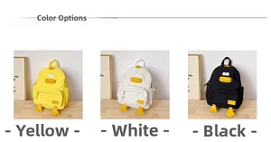 Detailed comparison showing three colors of the cartoon duck canvas kids backpack