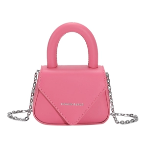 Schicke rosa PU-Lederhandtasche für Damen mit silberner Kette und oberem Tragegriff