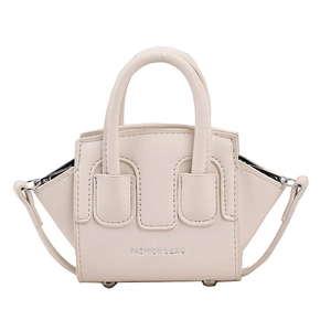 Mini borsa a mano color crema per bambine in pelle con tracolla sottile rimovibile