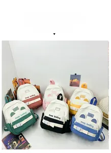 Six colorful animal-ear canvas backpacks for toddlers with Keep Smiling embroidery detail